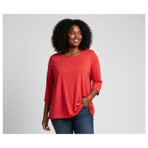 Time and Tru Women's Plus Size XXXL (22) Red Ribbed Half Sleeve Stretch Knit Top